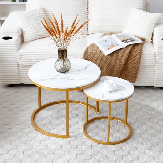 White & Gray Nesting Tables with Gold Legs - primary color shot