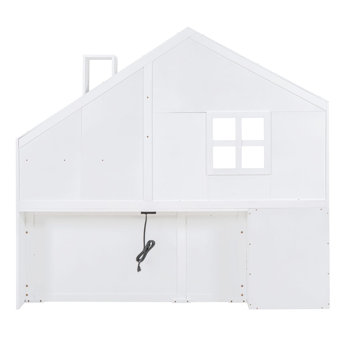 Marigold Full Size House Bed with Window & Bedside Drawers, White