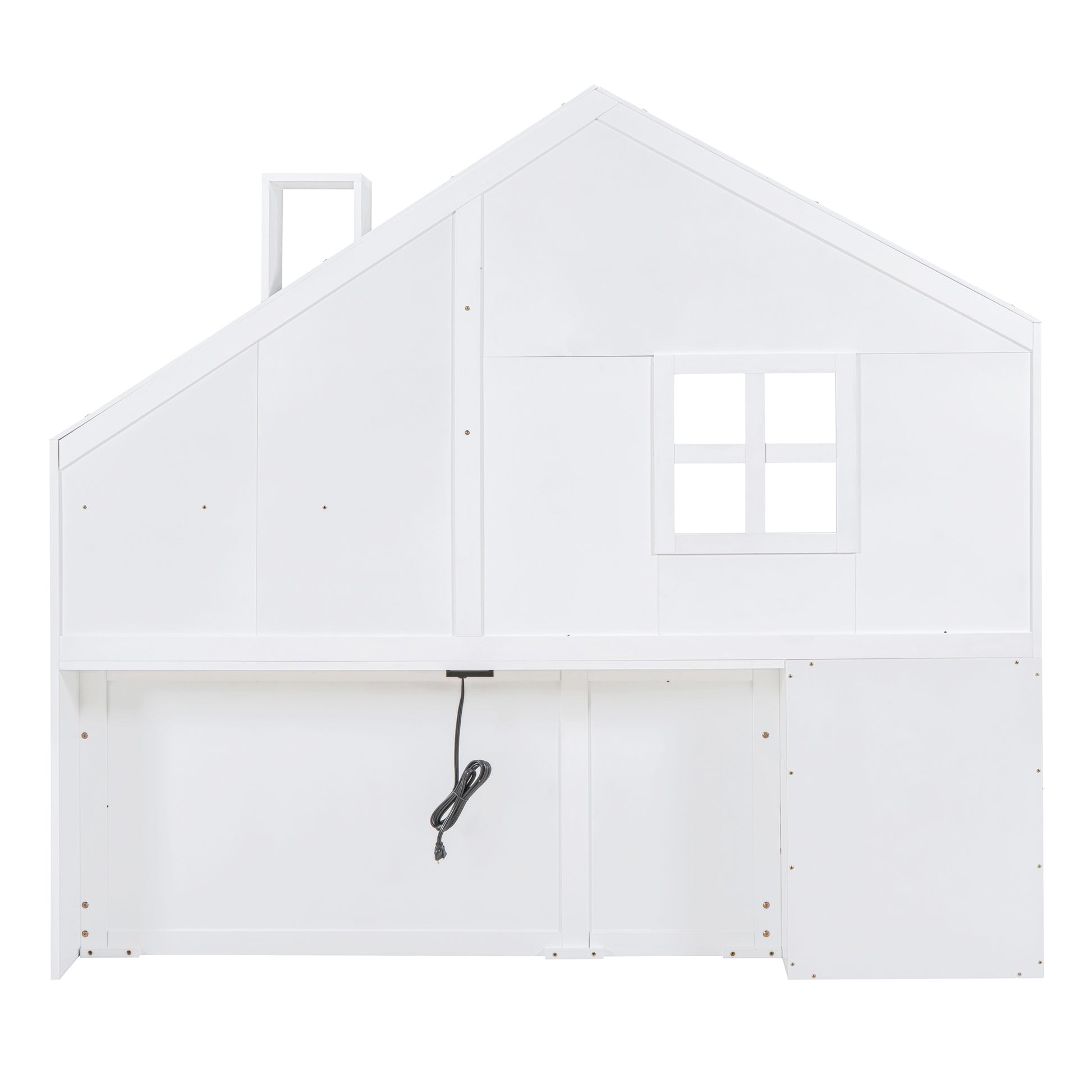 Marigold Full Size House Bed with Window & Bedside Drawers, White