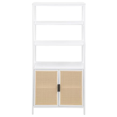 Amherst 3-shelf Radio Weave Cane Metal Accent Cabinet White