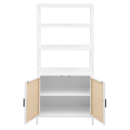 Amherst 3-shelf Radio Weave Cane Metal Accent Cabinet White