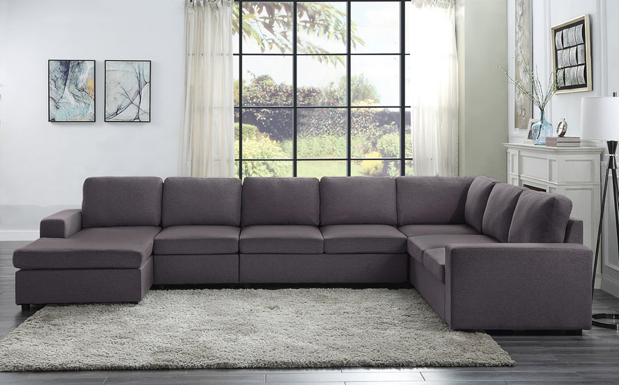 Tifton 146.5' Modular Sectional Sofa with Reversible Chaise in Dark Gray Linen - primary color shot