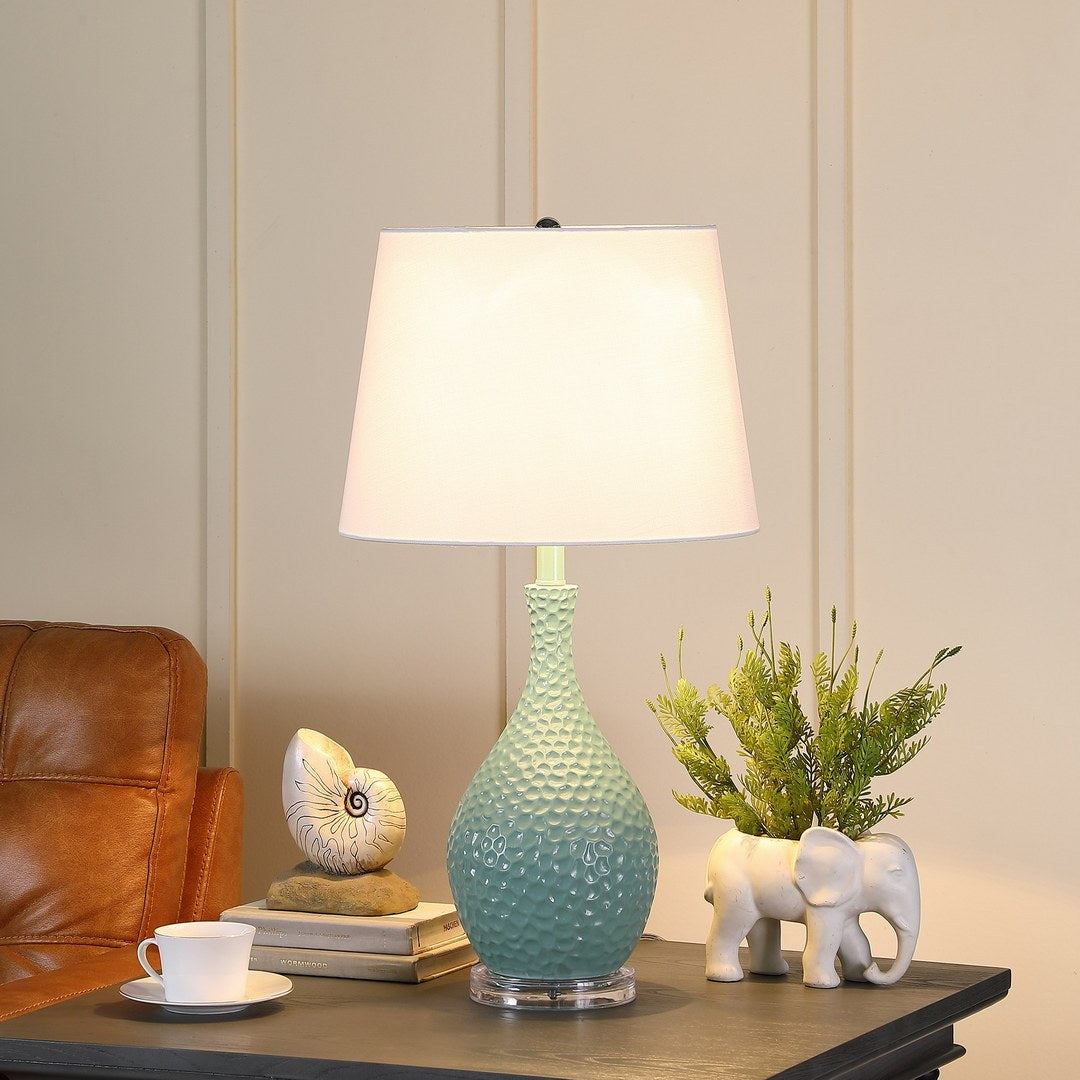 28' Teal Telli Pebble Mid-Century Resin Table Lamp