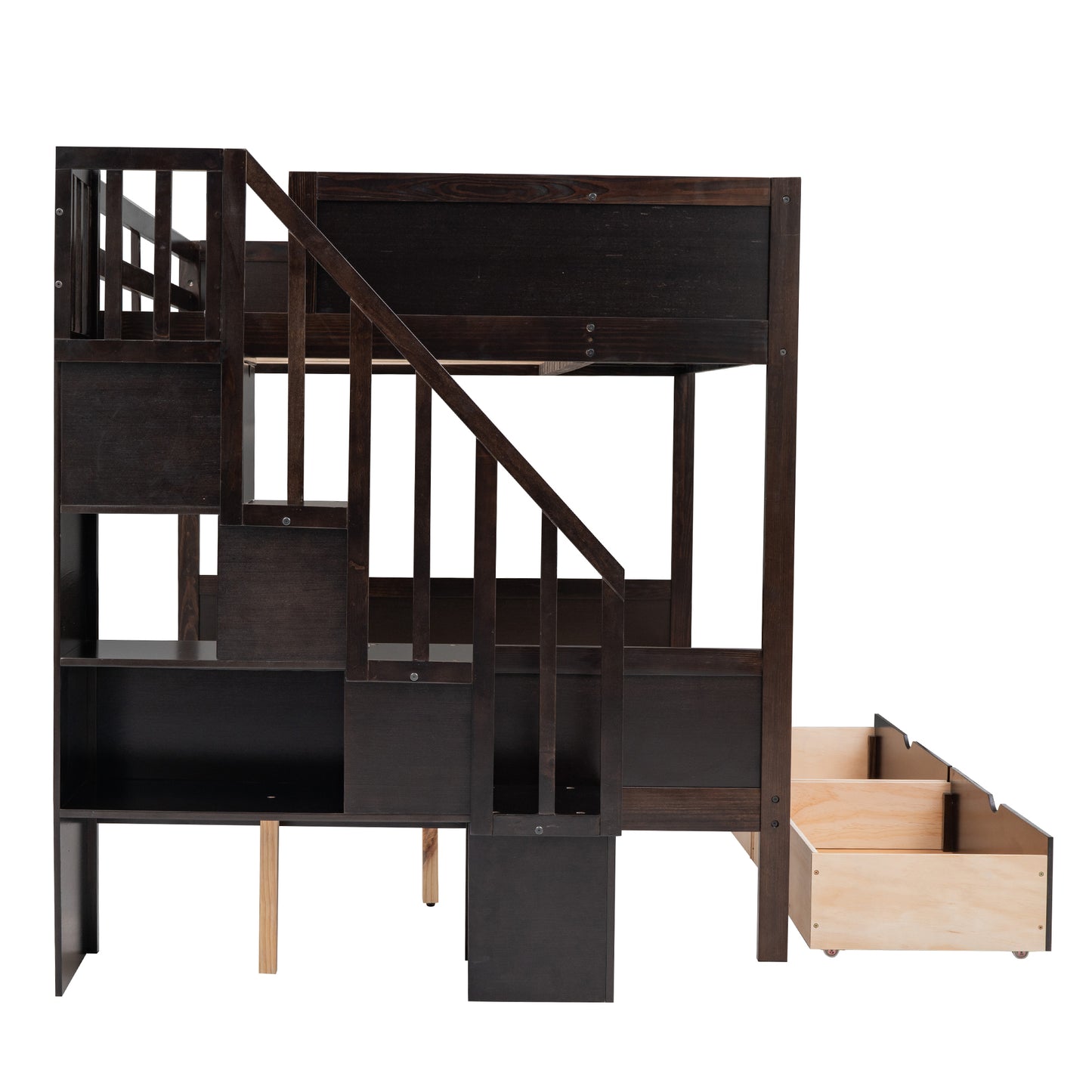 Twin over Full Bunk Bed with Shelfs - Espresso - detail view 7