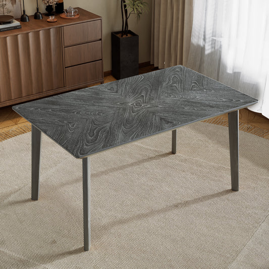 Retro Dining Table, Kitchen Room Table for 6, Minimalist Rectangular Dinette Table for Dining Room and Kitchen, Rubberwood Legs - primary color shot