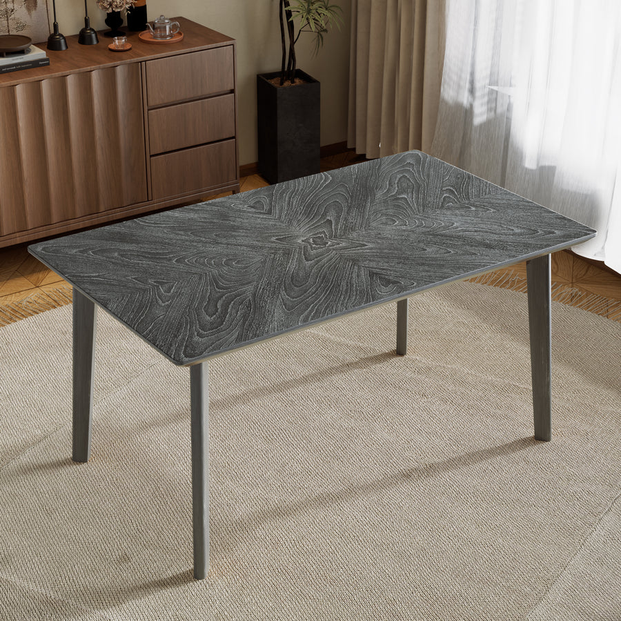 Retro Dining Table, Kitchen Room Table for 6, Minimalist Rectangular Dinette Table for Dining Room and Kitchen, Rubberwood Legs - primary color shot