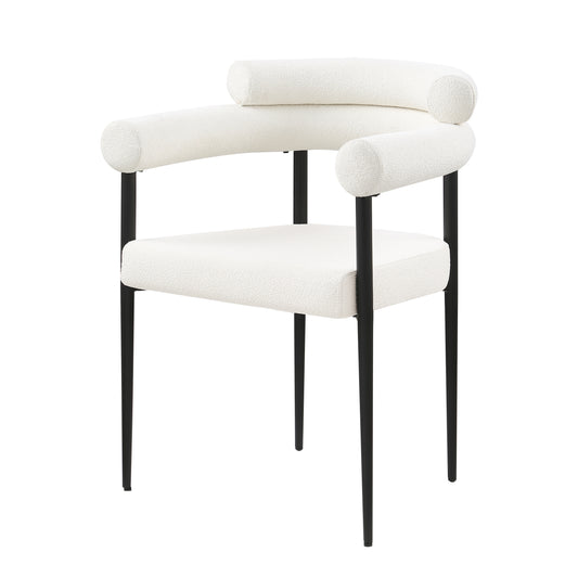Sabine Mid-Century Modern Boucle Side Chairs Set of2 White & Black