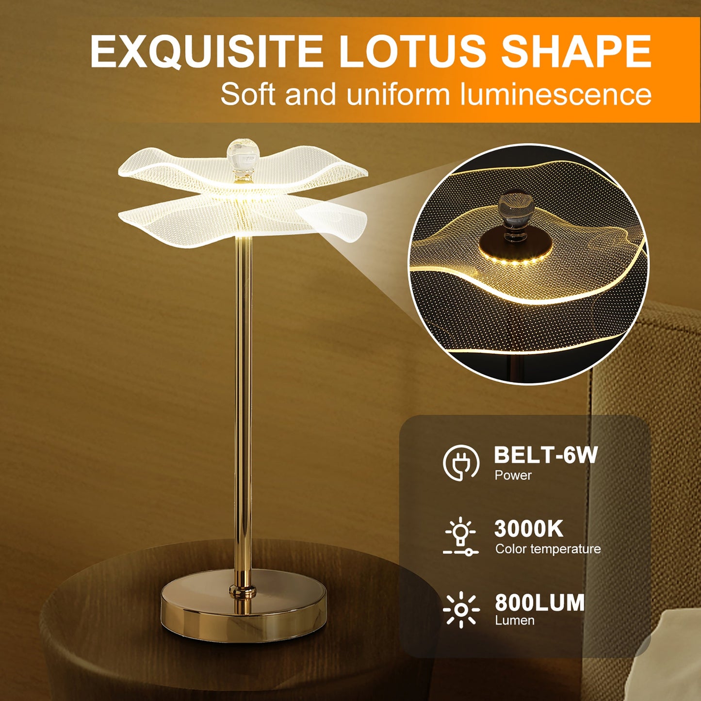 Led Acrylic Copper Gold Luminaire Table Lamp