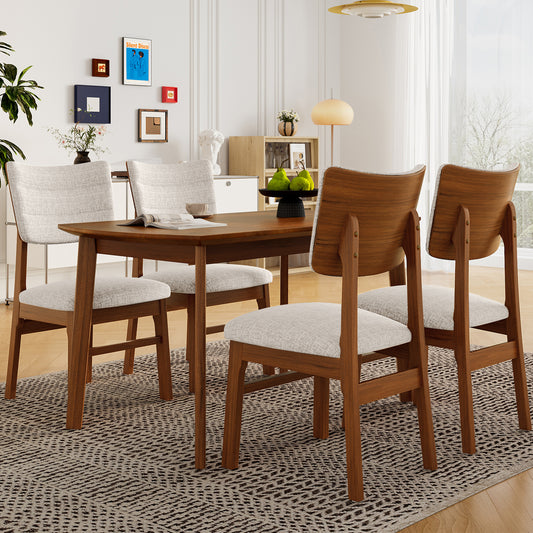 Farmhouse Dining Table Set for 4 - Brown+beige - primary color shot
