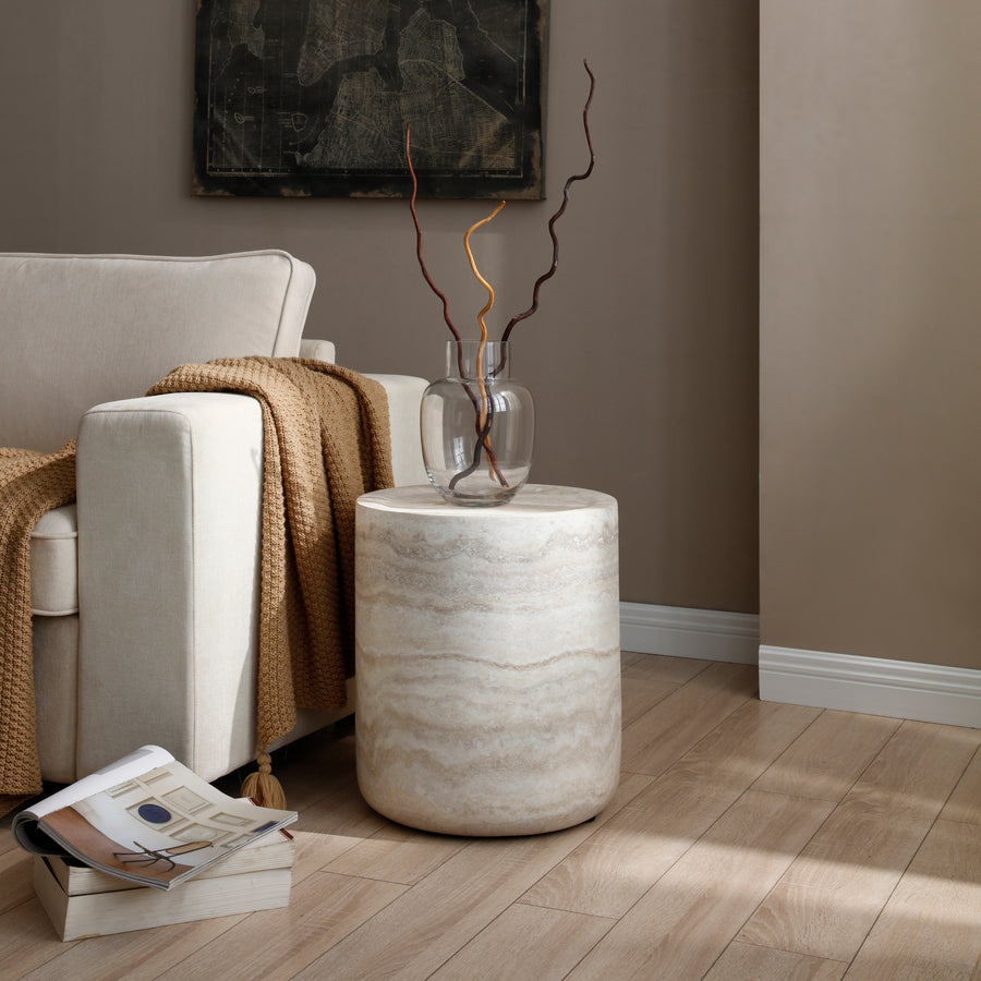 16" Faux MARS Marble Pattern Coffee Tables - Faux Travertine Textured - detail view 2