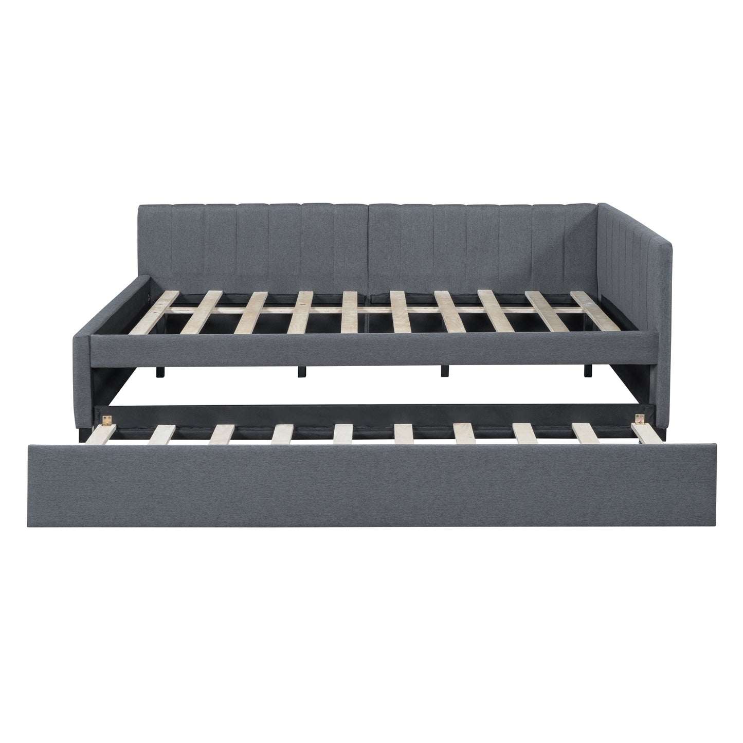 Lavinia Full Size Upholstered Daybed with Trundle, Gray