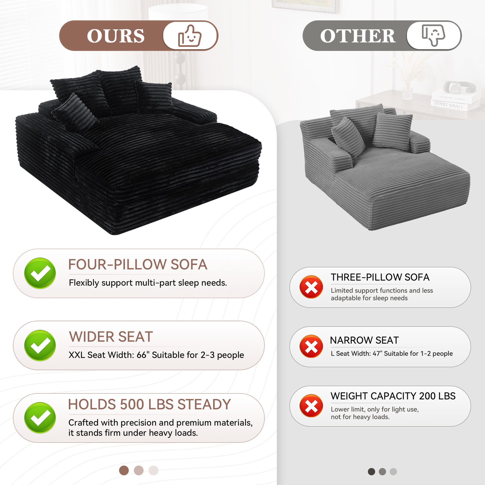 28" Dr-Oversized Chaise Lounge Chair - Black - detail view 5