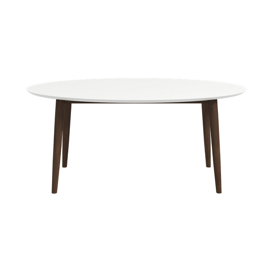 Brown and White Round Solid Wood Dining Room Table with Brown Wood Base - primary color shot