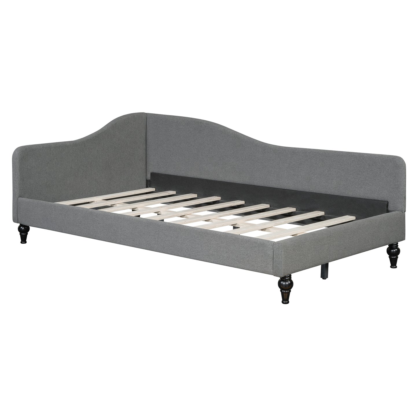 Thorne Twin Size L-Shaped Linen Daybed, with Solid Wood Legs, Gray