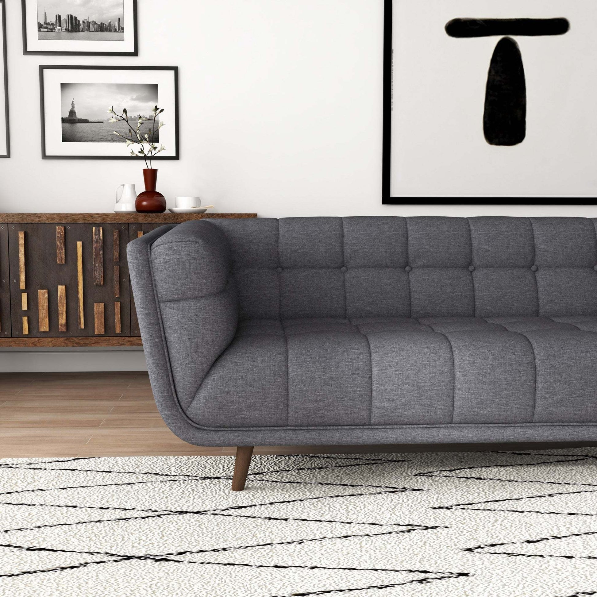 Addison Left Sectional Ash Grey Fabric Sofa - detail view 7