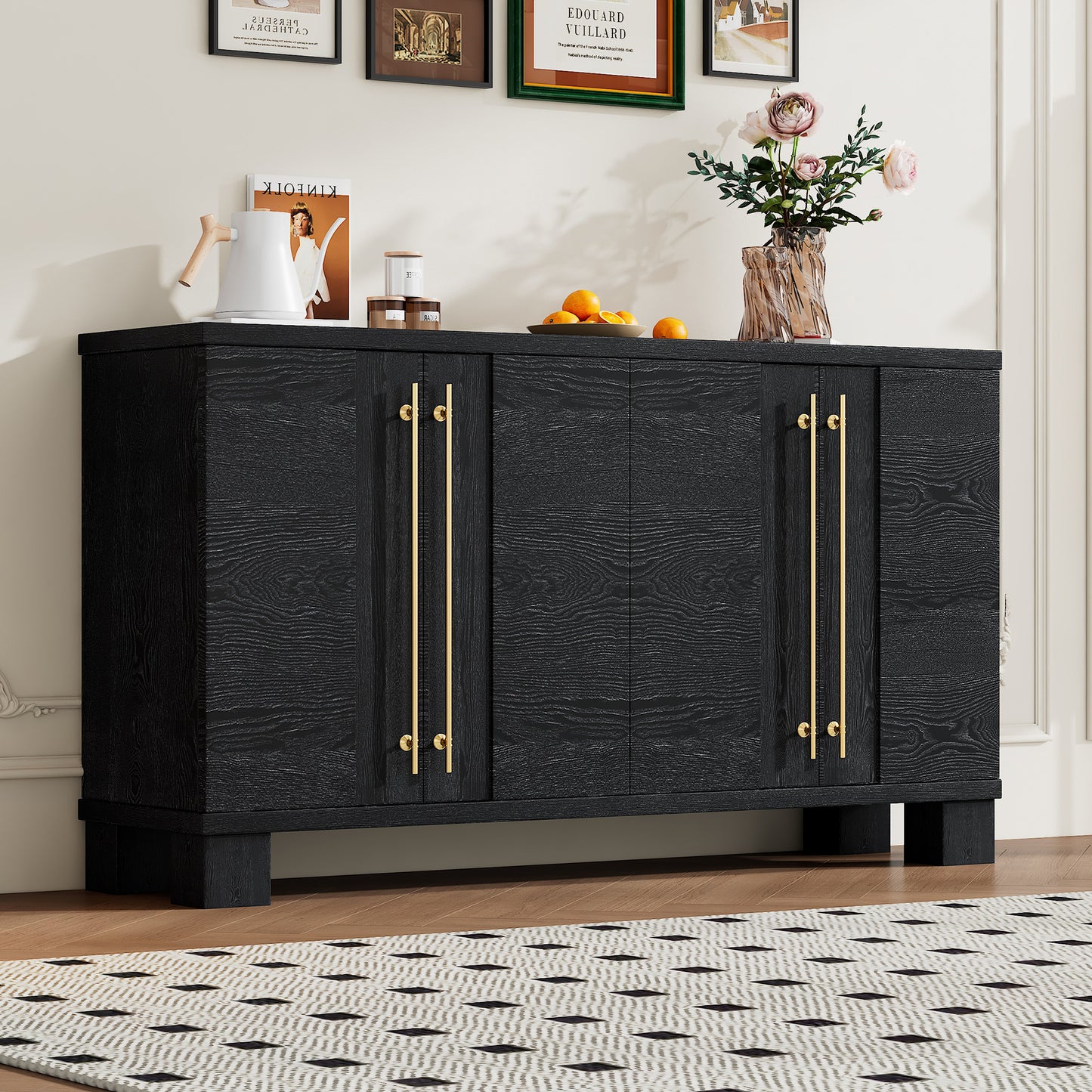 TREXM Sideboard Buffet Cabinet with Storage - Black - primary color shot