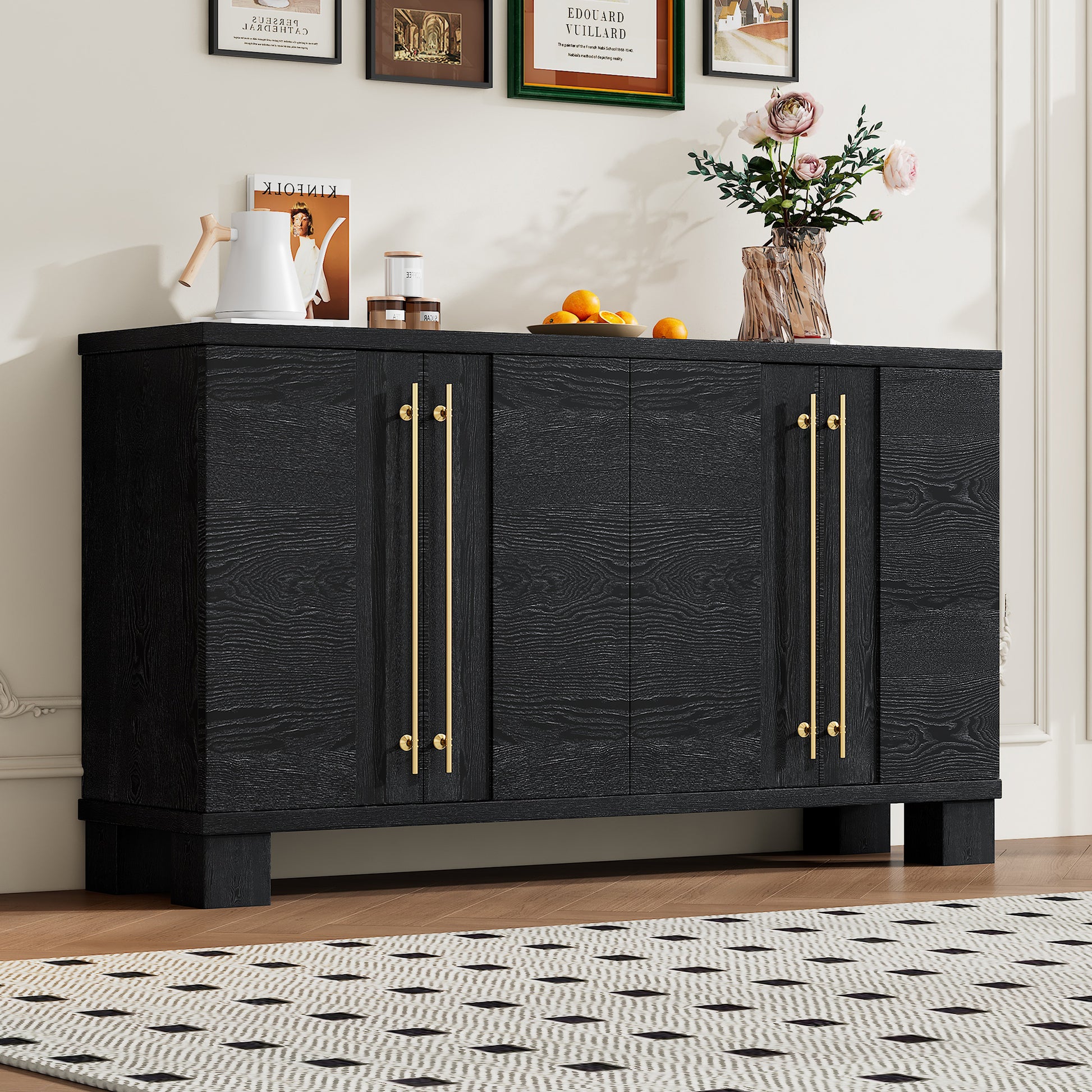 TREXM Sideboard Buffet Cabinet with Storage - Black - primary color shot