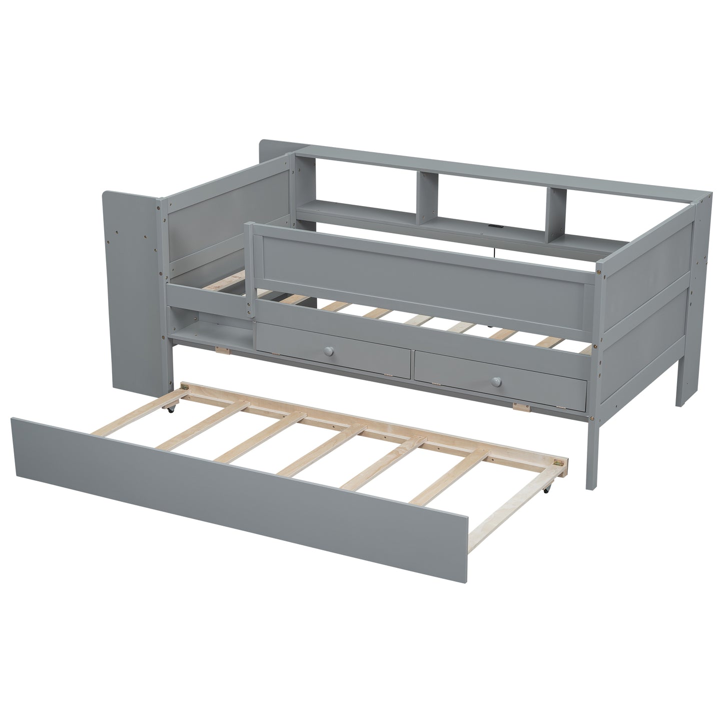 Auden Multi-Functional Twin Daybed with Drawers and Trundle, Gray