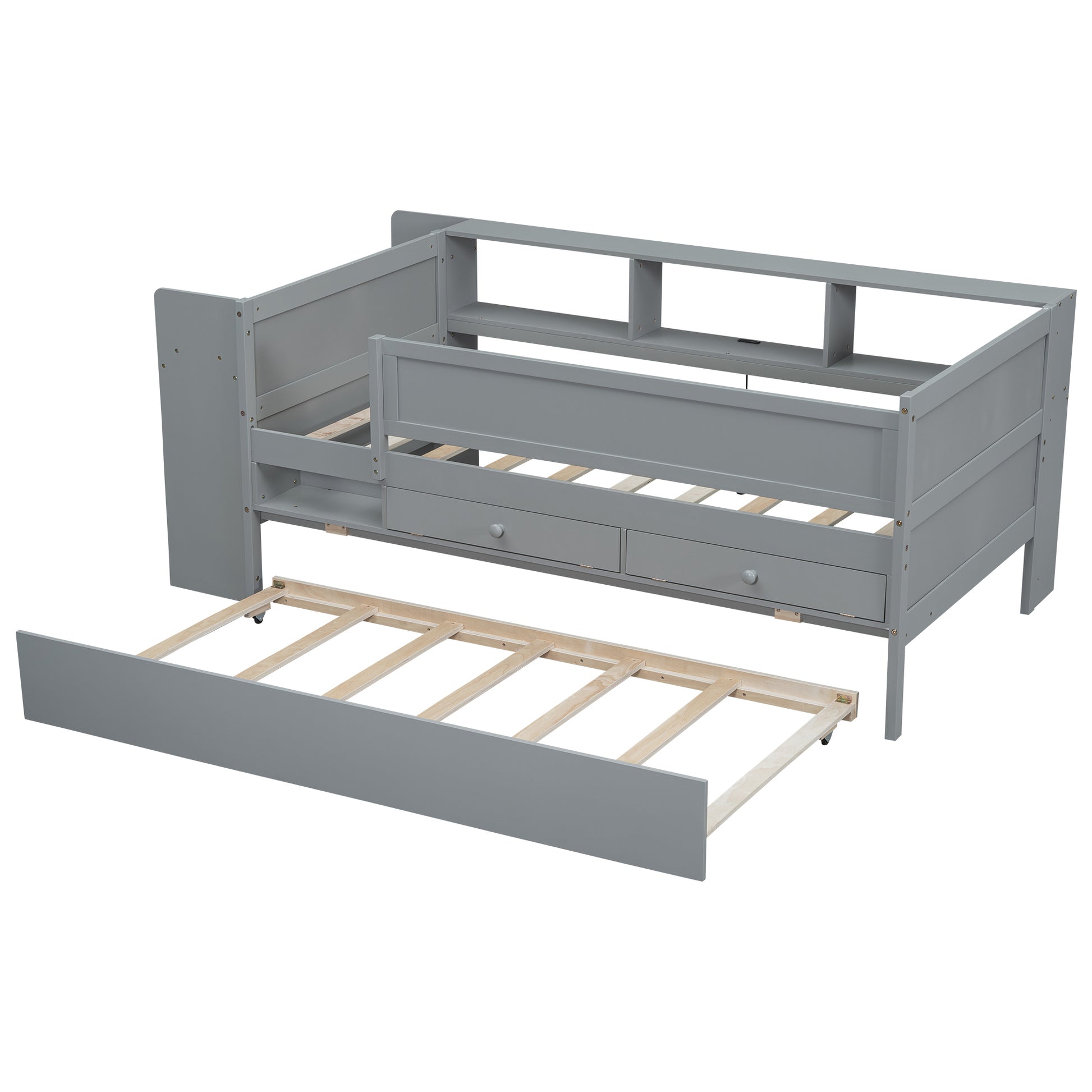 Auden Multi-Functional Twin Daybed with Drawers and Trundle, Gray