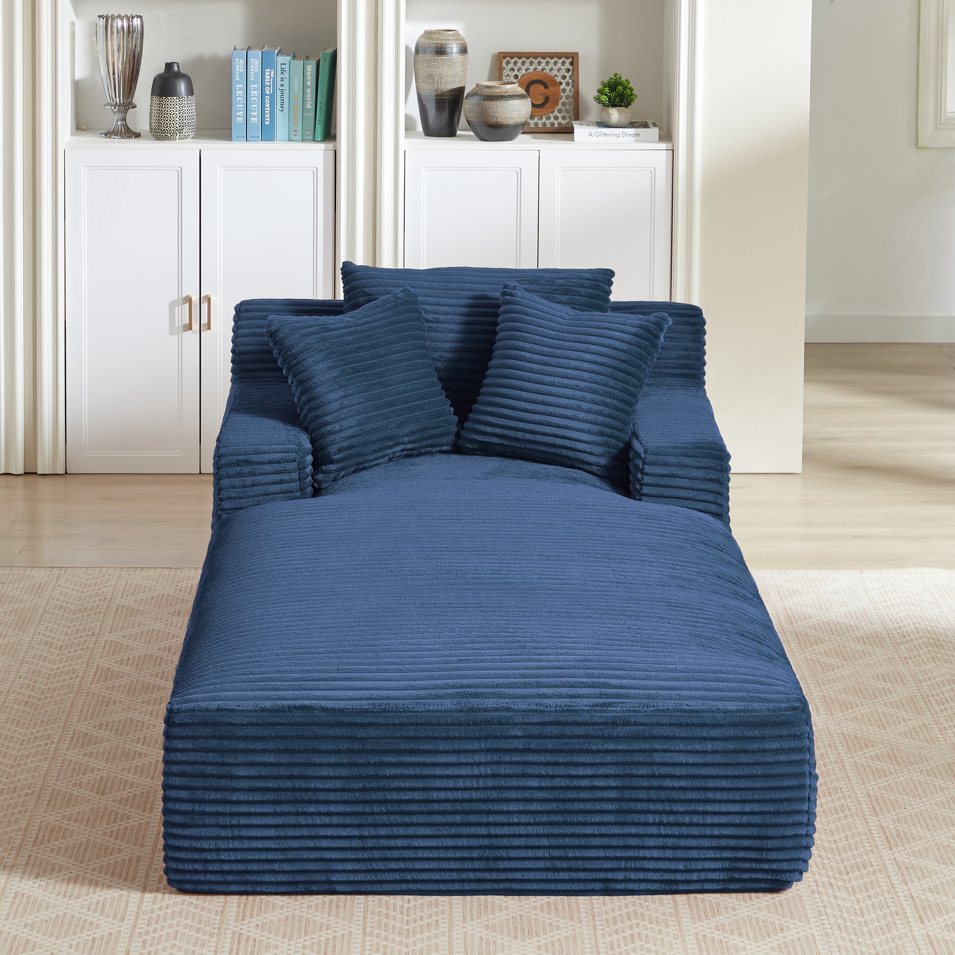 Oversized Chaise Lounge Chair Indoor - Blue - detail view 3