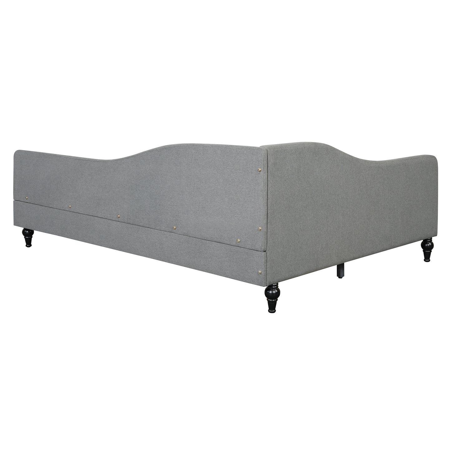 Thorne Full Size L-Shaped Linen Daybed, with Solid Wood Legs, Gray