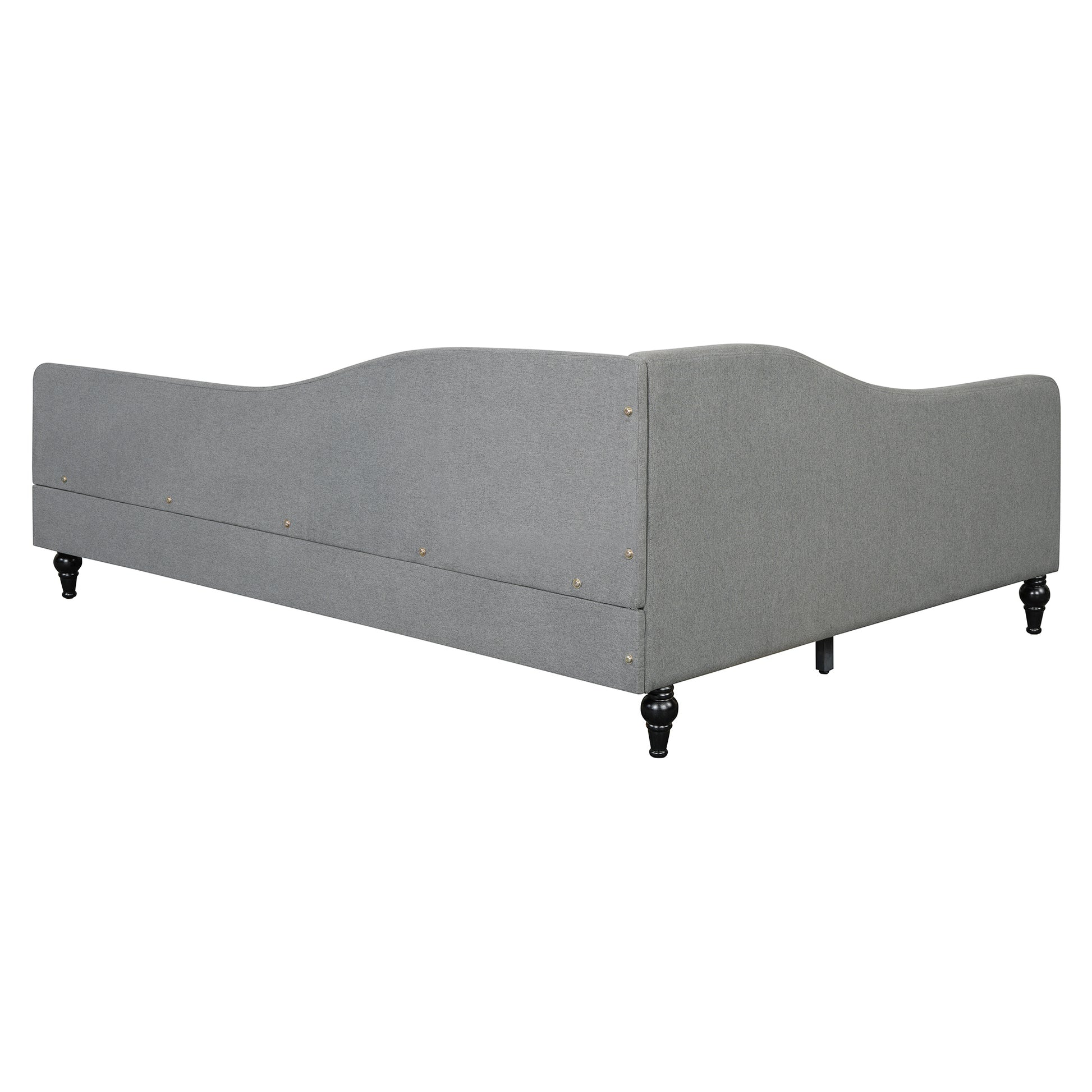 Thorne Full Size L-Shaped Linen Daybed, with Solid Wood Legs, Gray