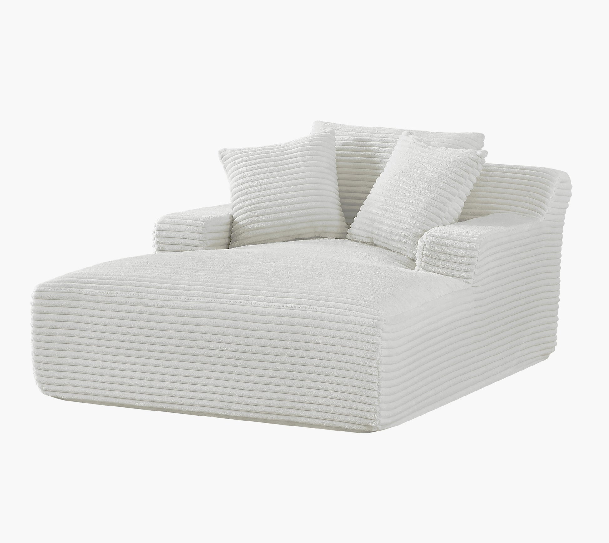 Cloudline Oversized Chaise Lounge Chair in Soft Corduroy - Ivory - detail view 8