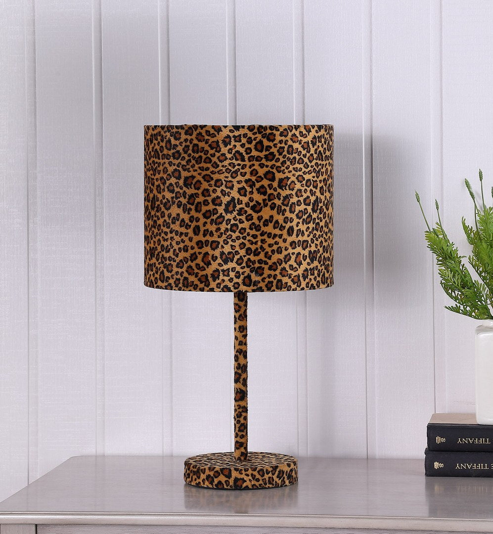 Leo Faux Suede Leopard Print Metal Table Lamp