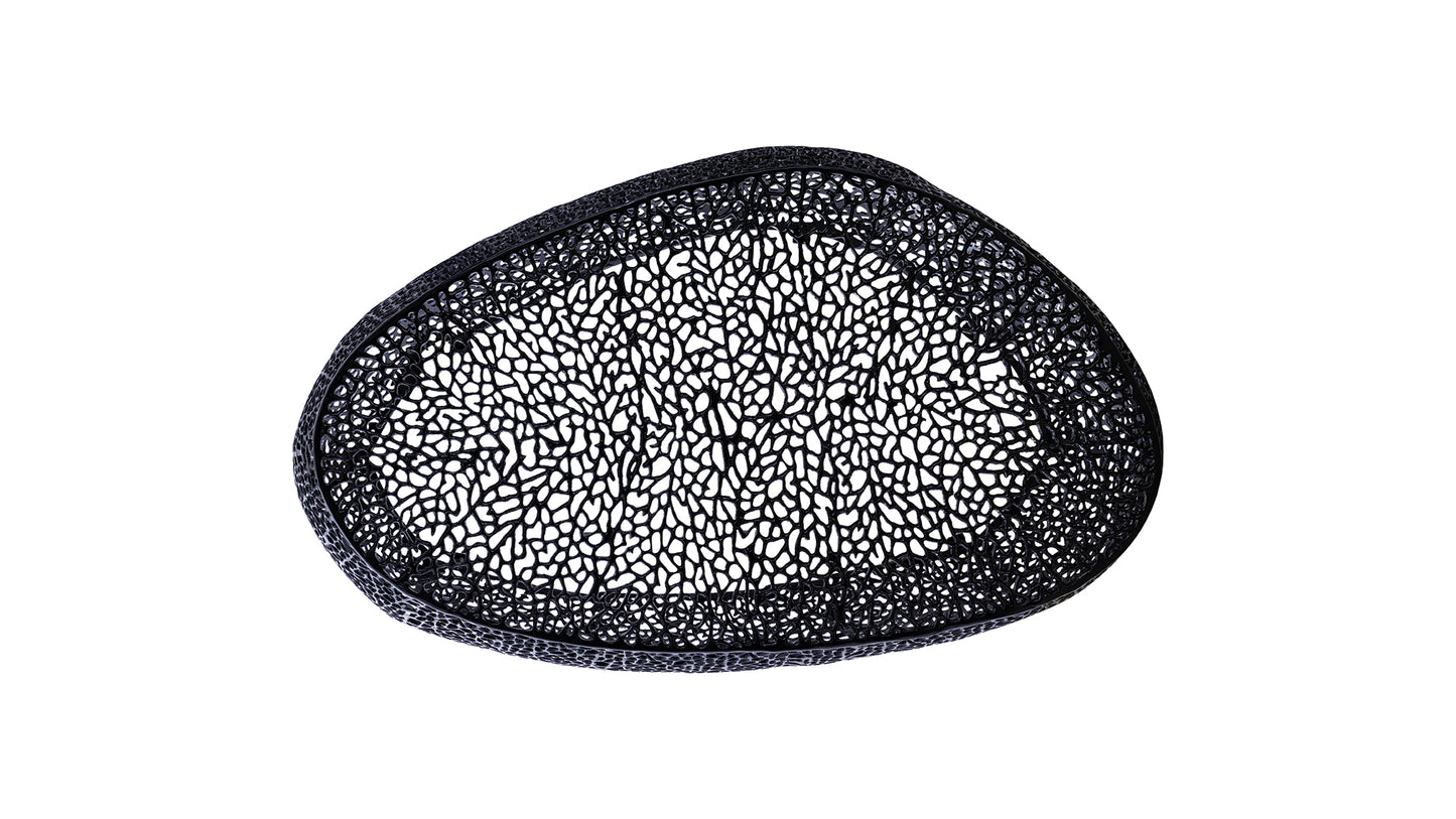 Azriel Oval Aluminum Mesh Coffee Table, Black