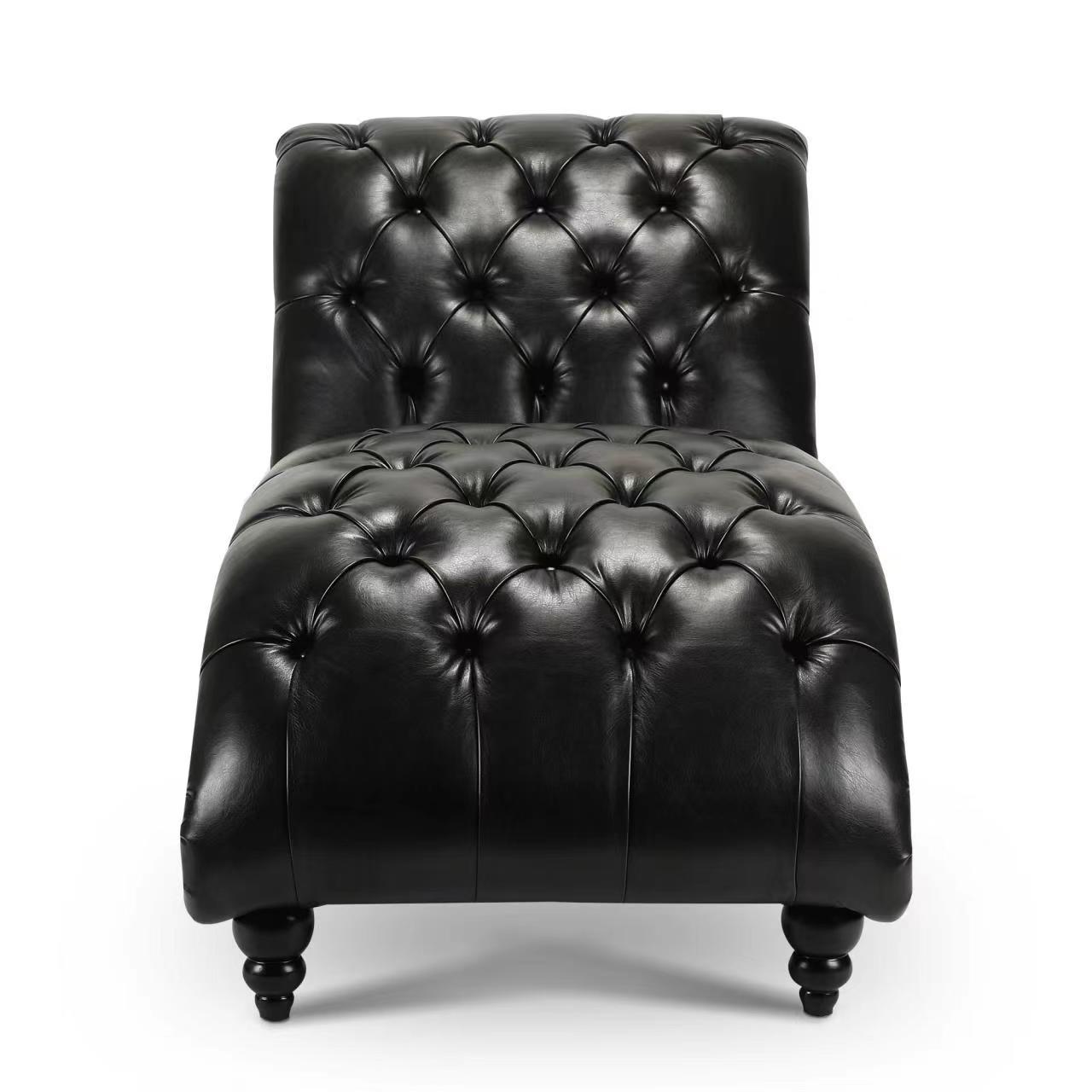 Tufted Armless Chaise Lounge - Black - detail view 2