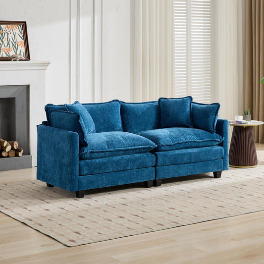 Blue Chenille Loveseat