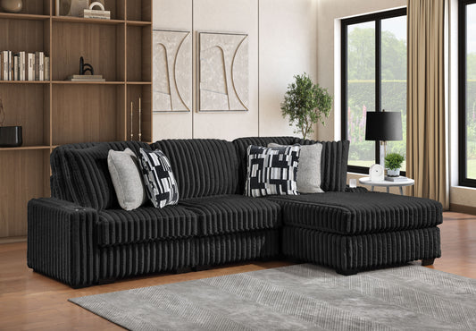PUFFY Modern Living Room Sectional in Black with High-Quality Fabric Upholstery-REVERSIBLE SECTIONAL - primary color shot