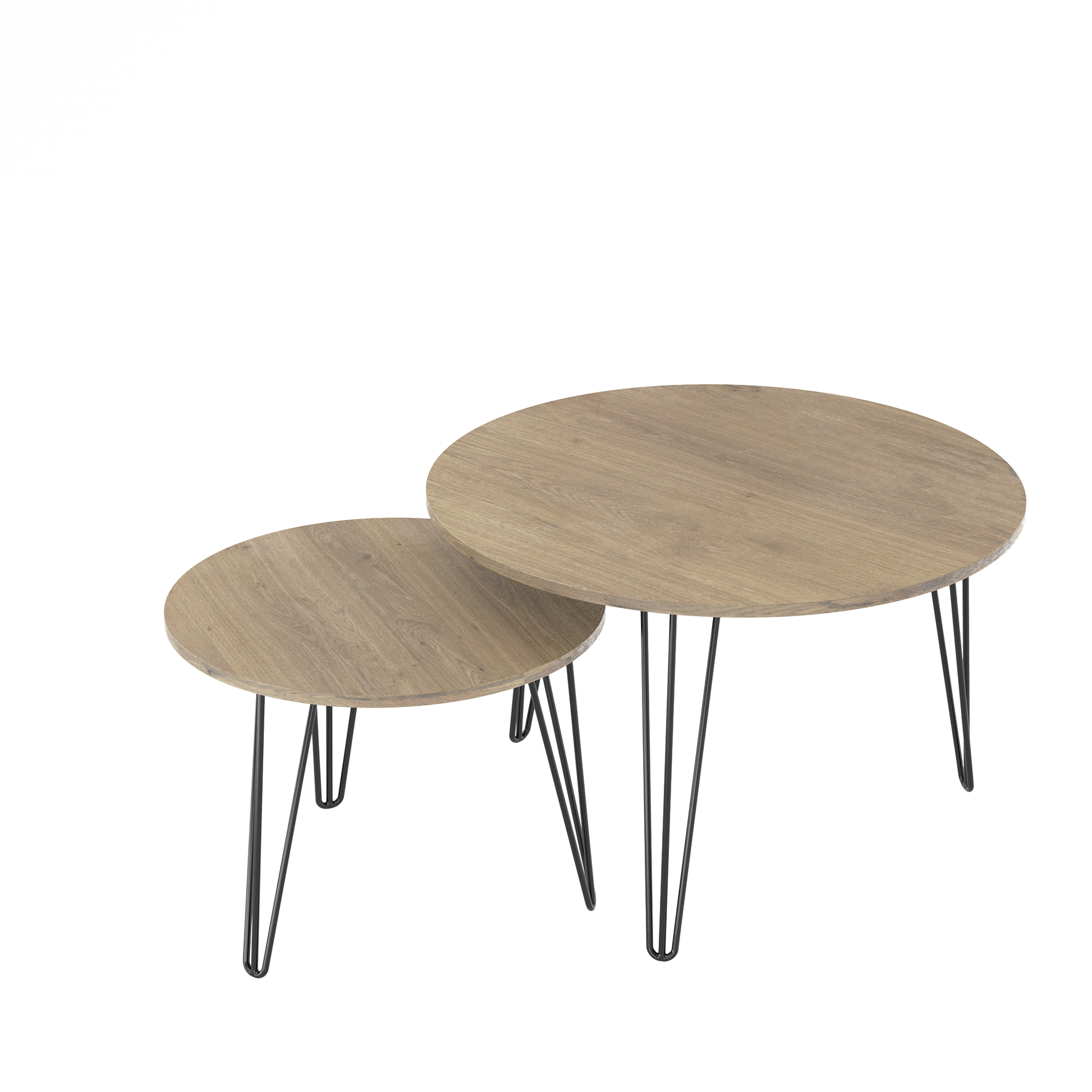 Brown Wood+metal Steel Frame Nesting Tables with Wood Legs - primary color shot
