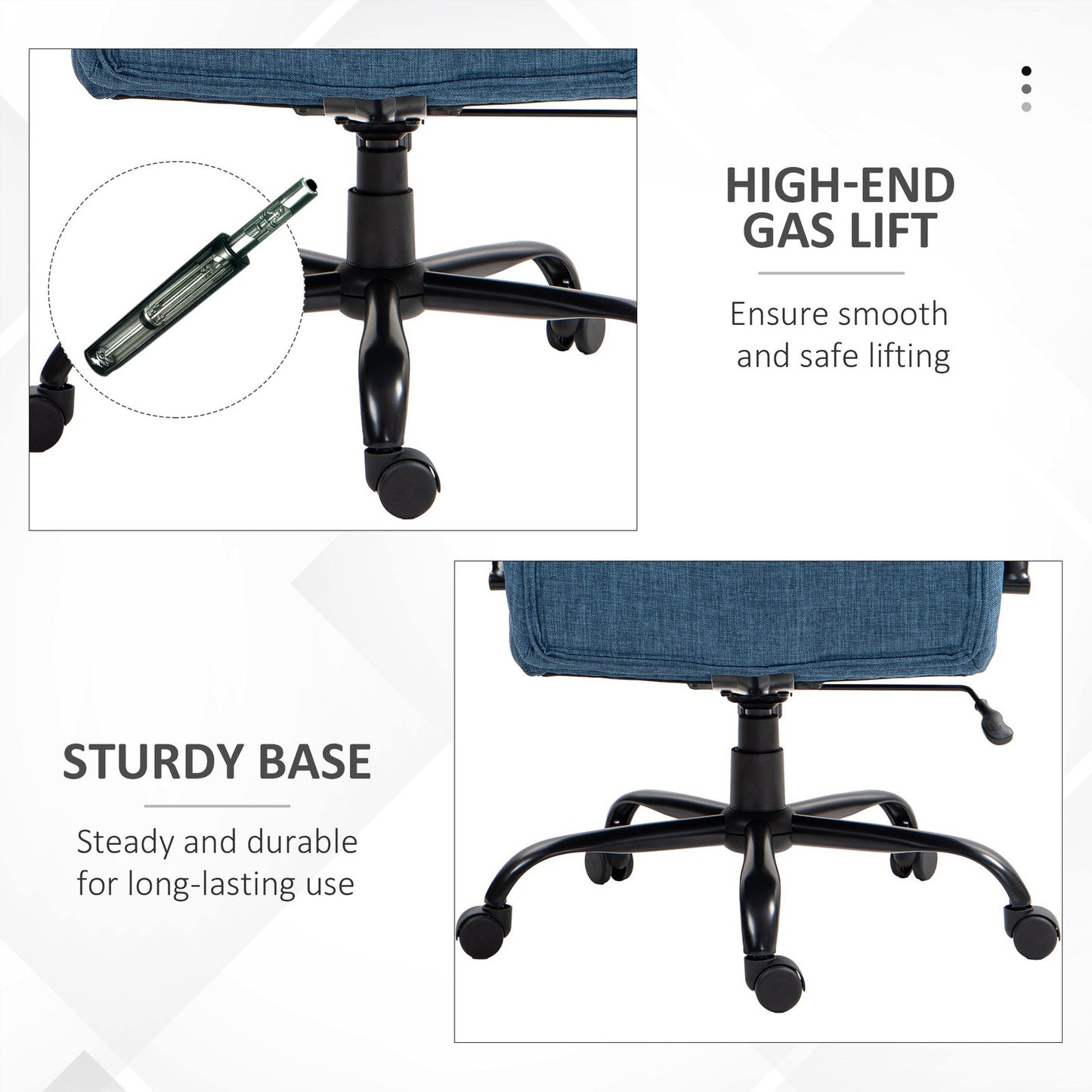 Vinsetto 500lbs Big and Tall Office Chair with Wide Seat, Blue