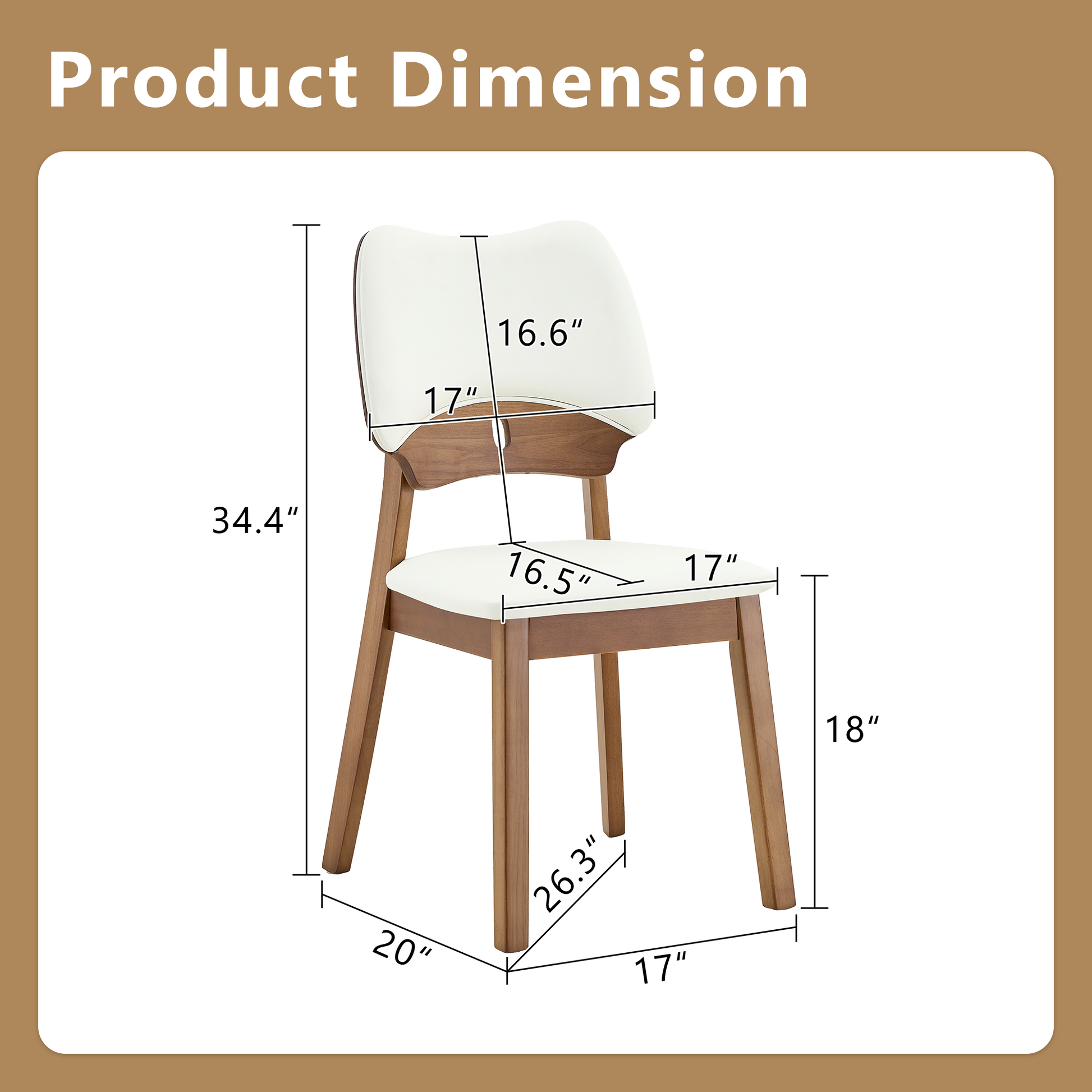 White Wood Dining Chairs with Wood Legs (set of 2) - detail view 3