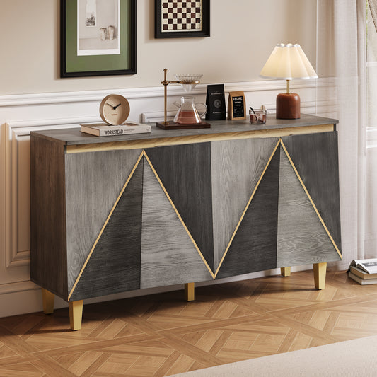 TREXM 60' Retro Buffet Cabinet with Storage - Dark Gray,light Gray - primary color shot