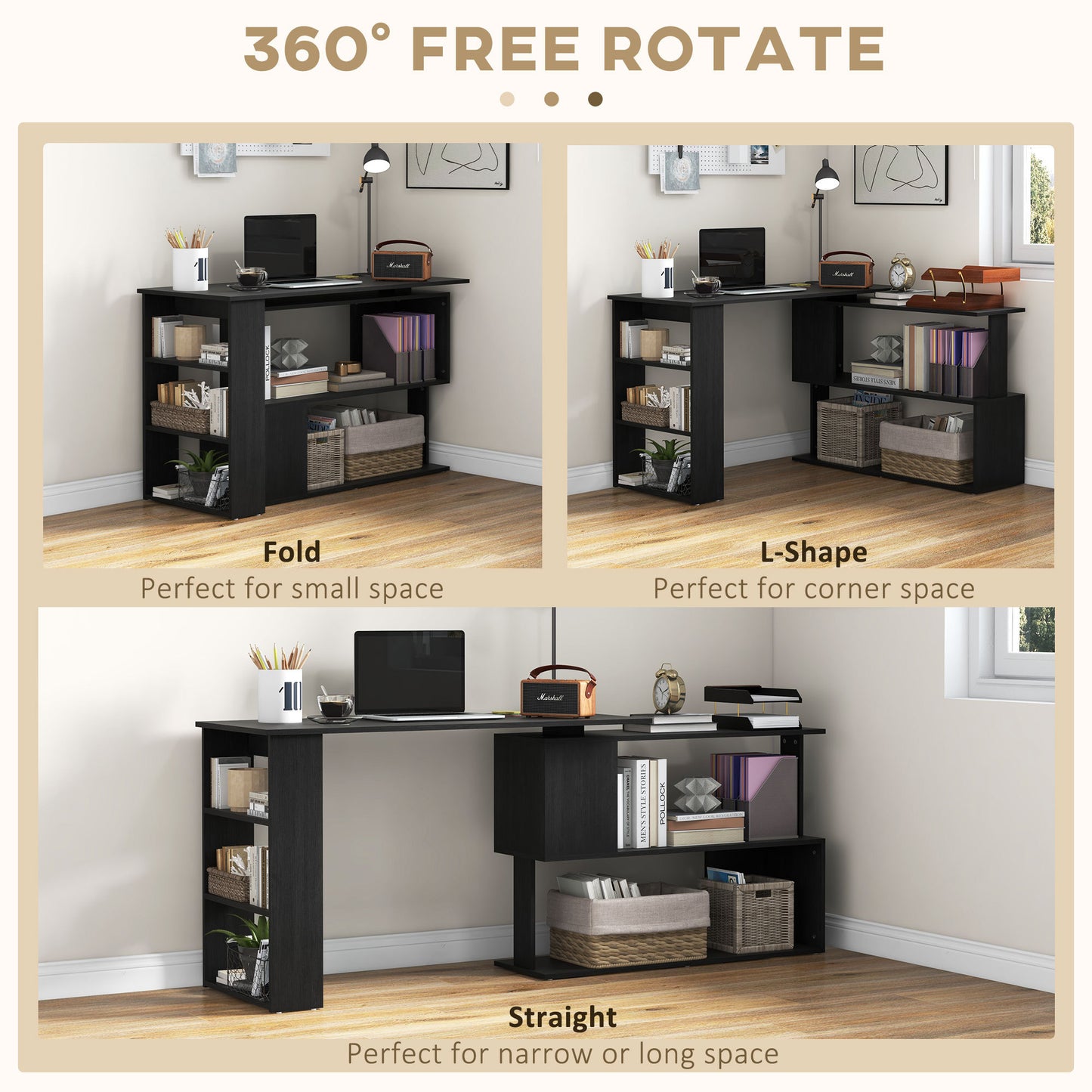 Novis Modern L-Shape Computer Desk, Black