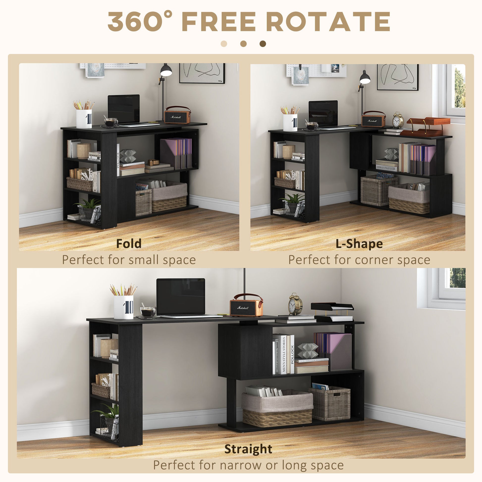 Novis Modern L-Shape Computer Desk, Black