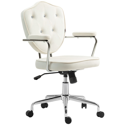 Vale Velvet Button Tufted Office Chair, White