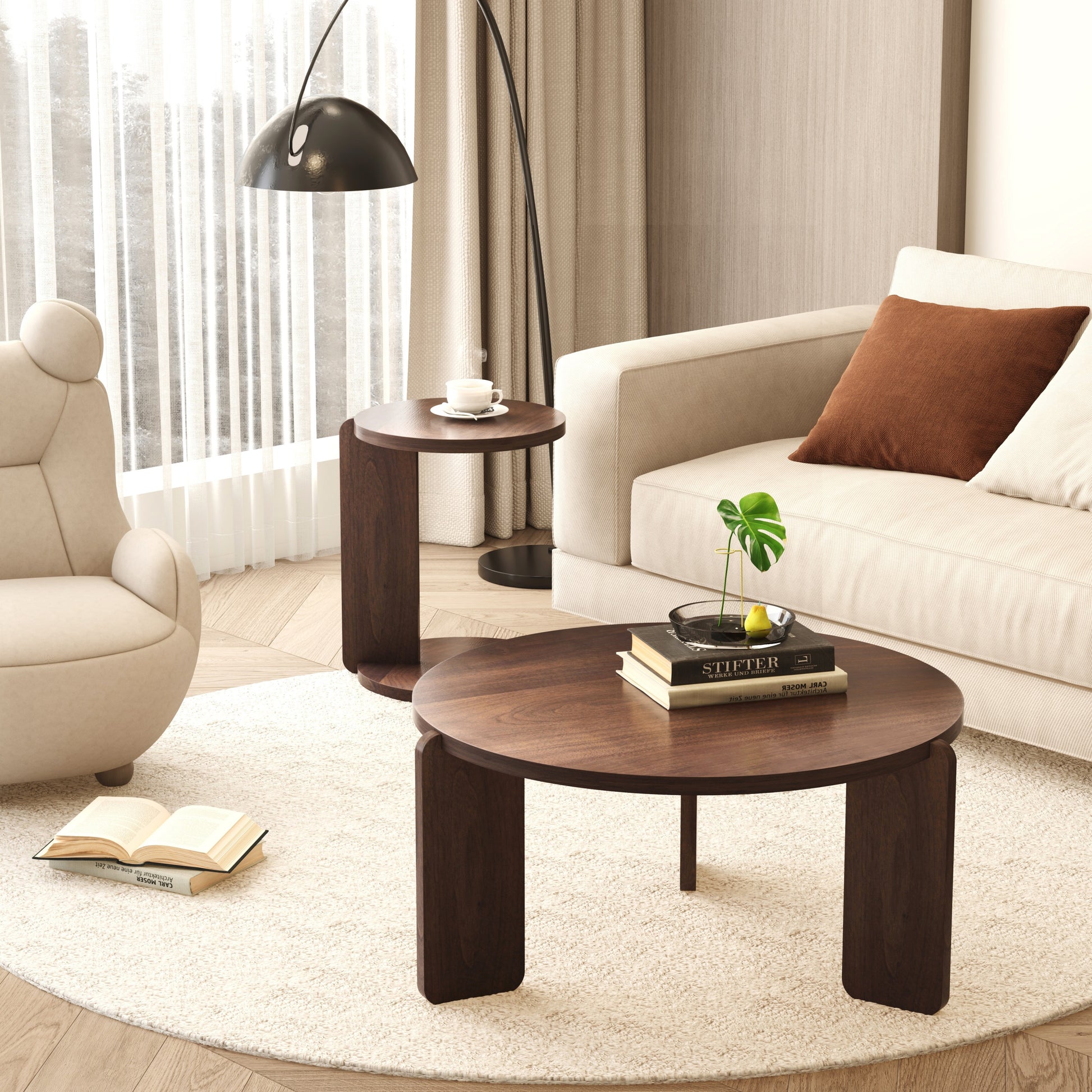 Walnut Nesting Tables with Wood Legs - detail view 7
