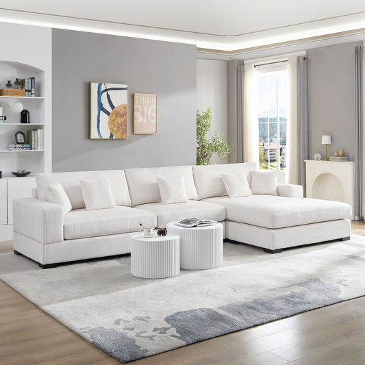 148.03'' Mid Century Modern Sectional 4-Seater Sectional.polyester.suitable - BEIGE - primary color shot