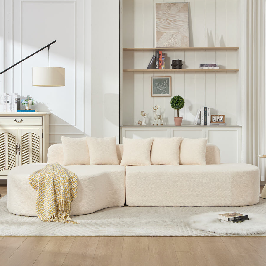 110.2'' * 62' Boneless Couches for Living Room, Sectional Curved Sofa with5 Pillows, L-Shape Boneless Couch with Deep Seat, High-Density Memory Foam - primary color shot