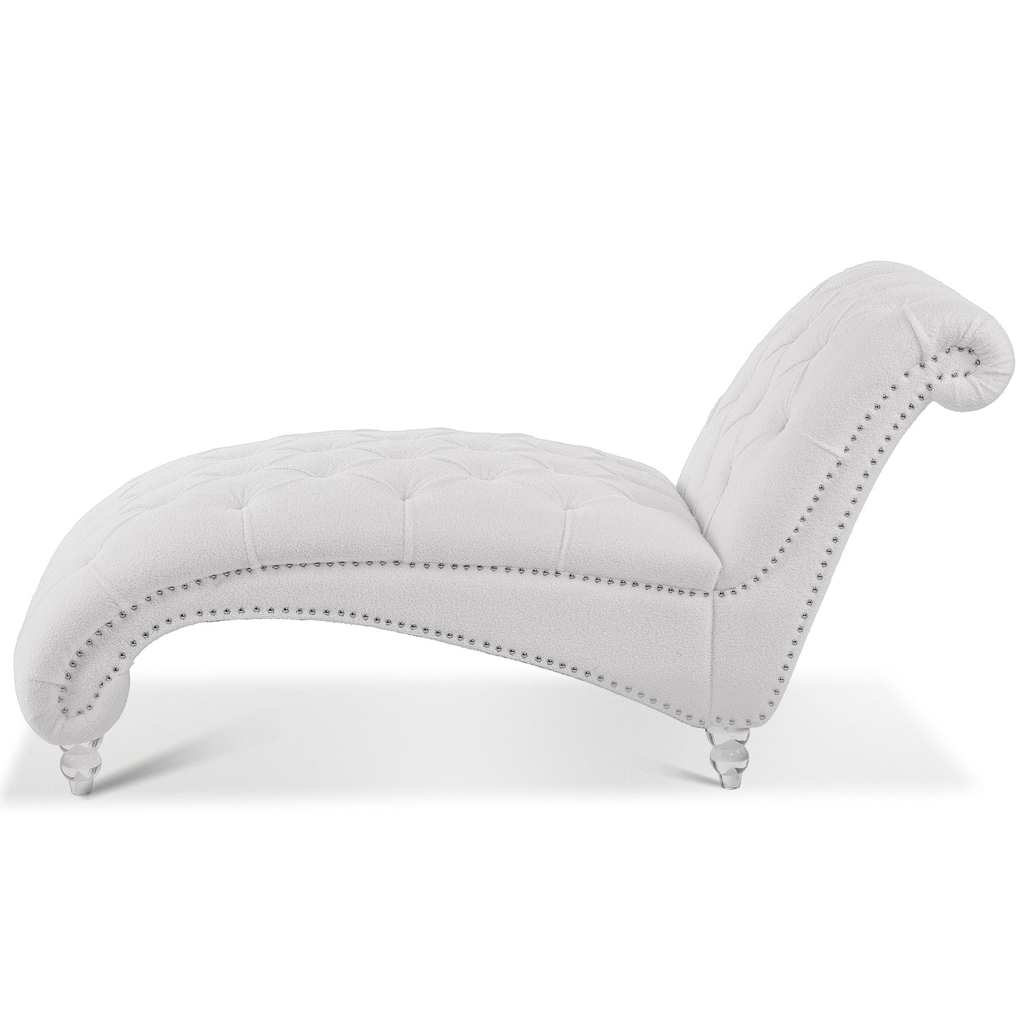 Tufted Armless Chaise Lounge - White - detail view 3