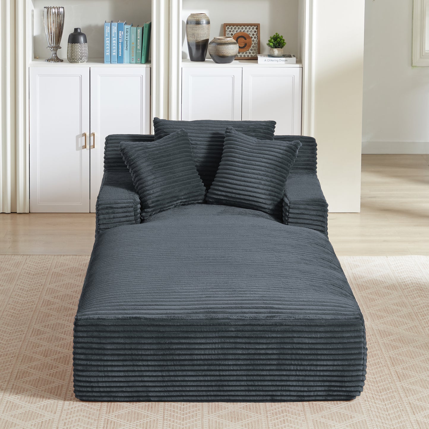 Oversized Chaise Lounge Chair Indoor - Grey - detail view 2