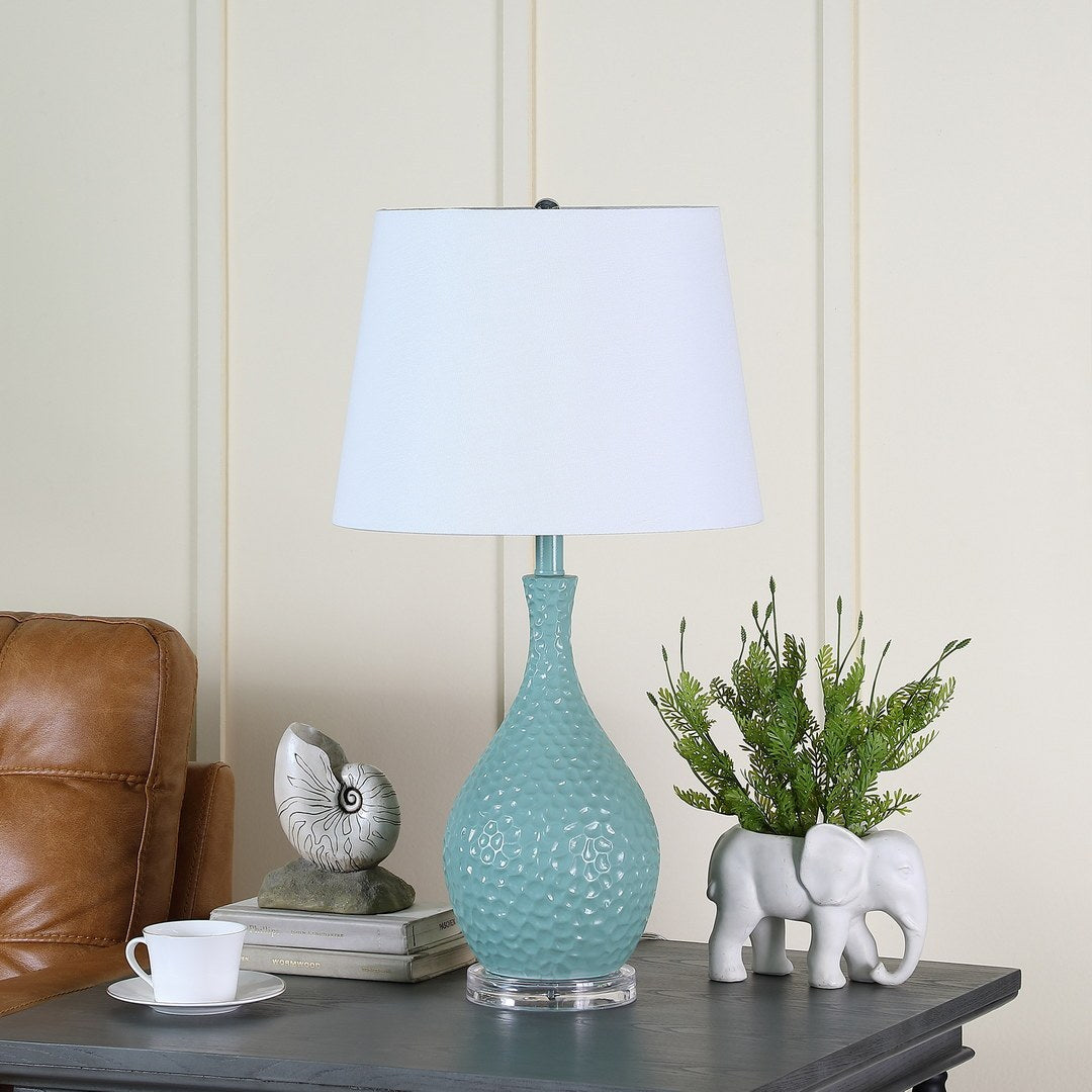 28' Teal Telli Pebble Mid-Century Resin Table Lamp
