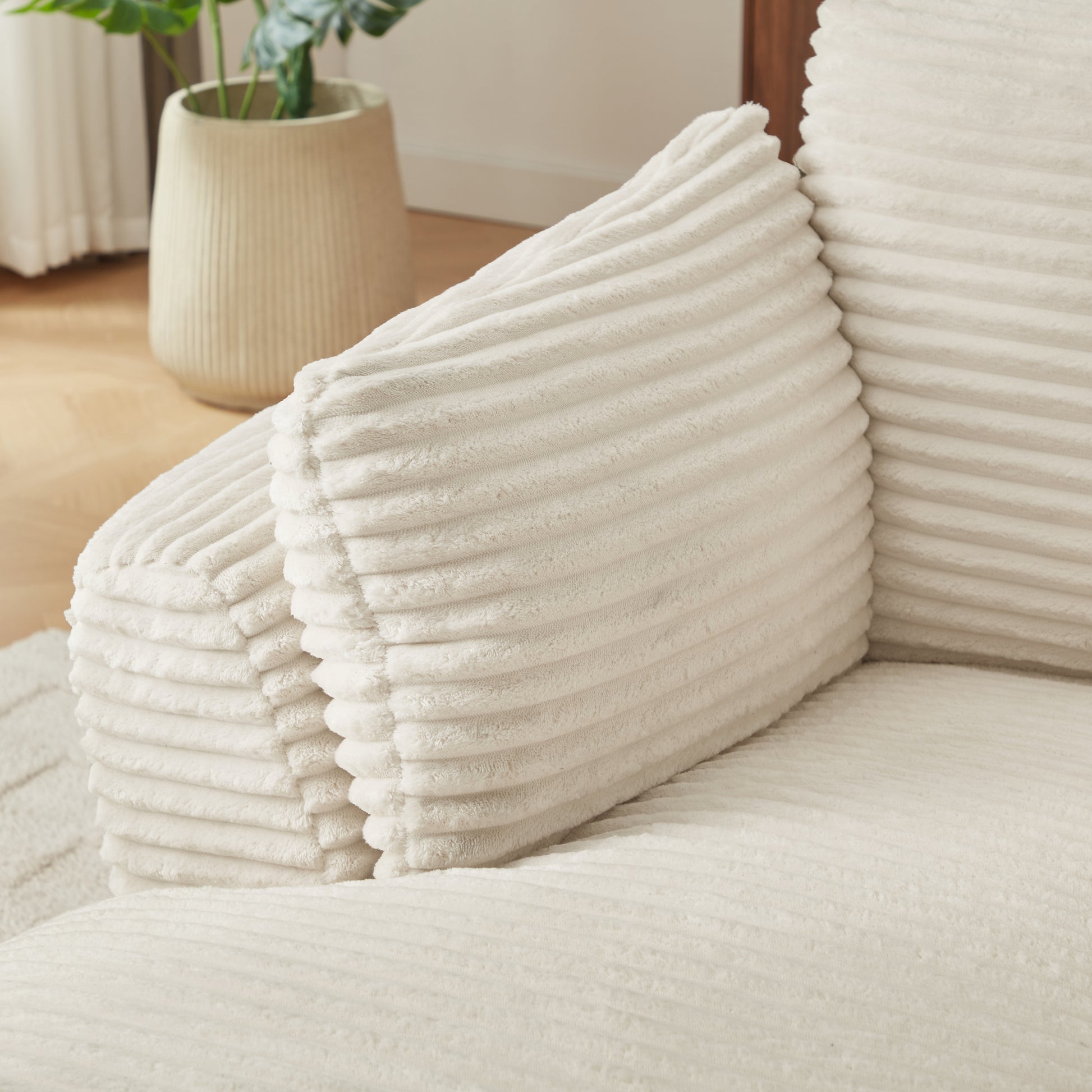 Oversized Corduroy Chaise Lounge Chair Indoor - White - detail view 3