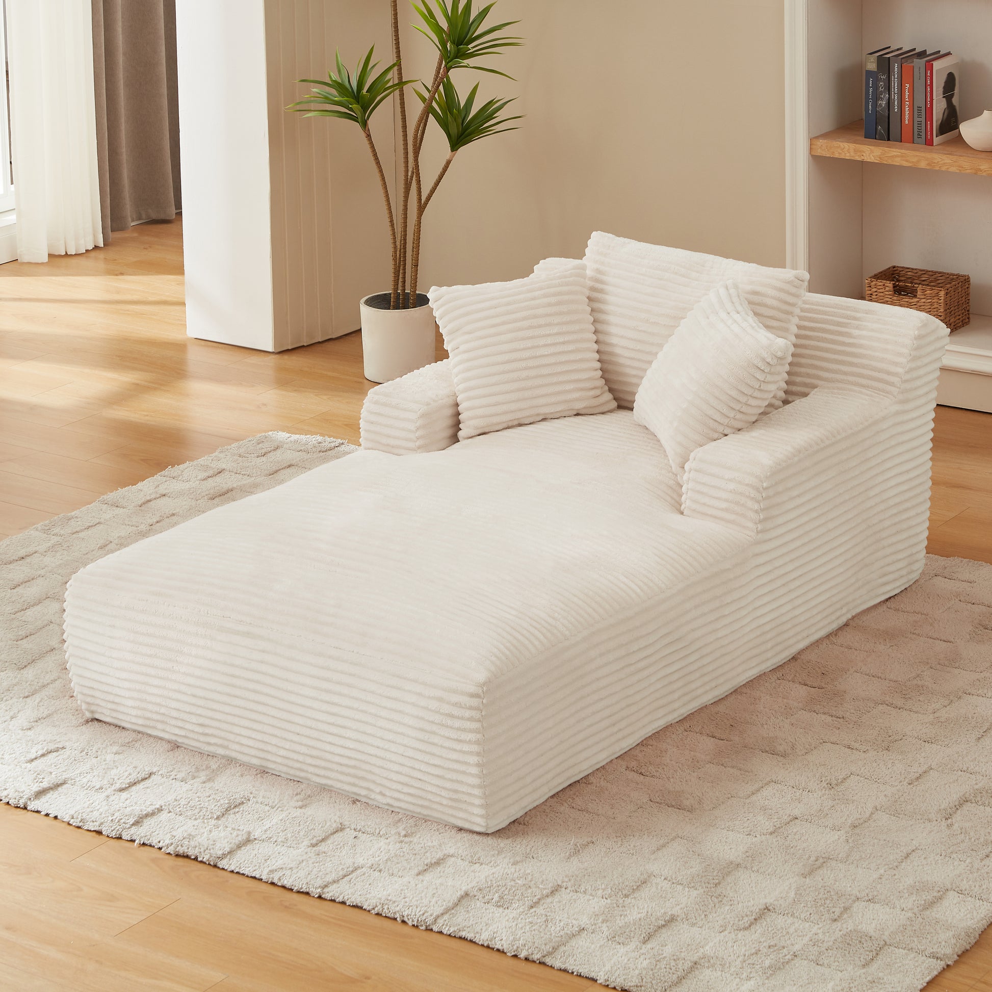 Oversized Chaise Lounge Chair Indoor - White - detail view 2