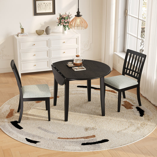 3-Piece Round Dining Table Set for 2 People - Black - detail view 2