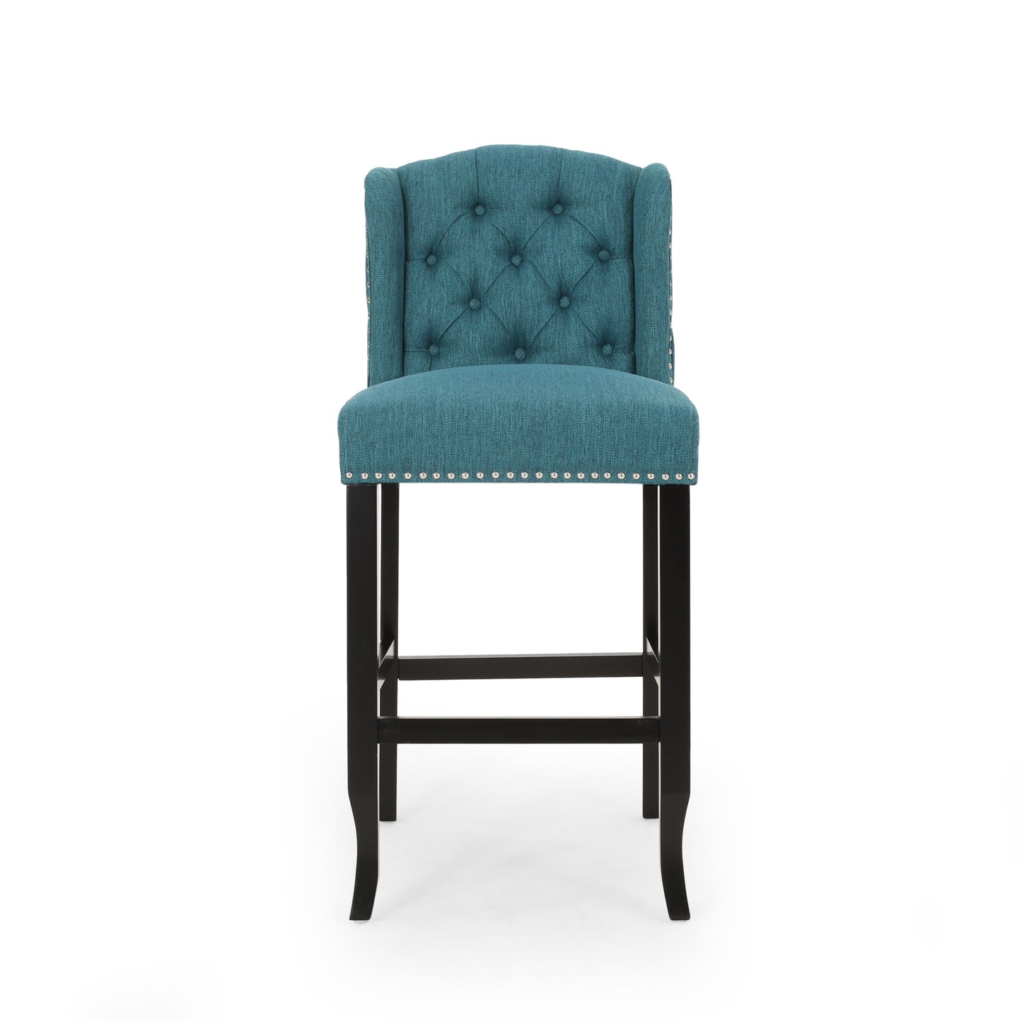 Maura 31" Contemporary Tufted Wingback Bar Stools Set of 2 Teal