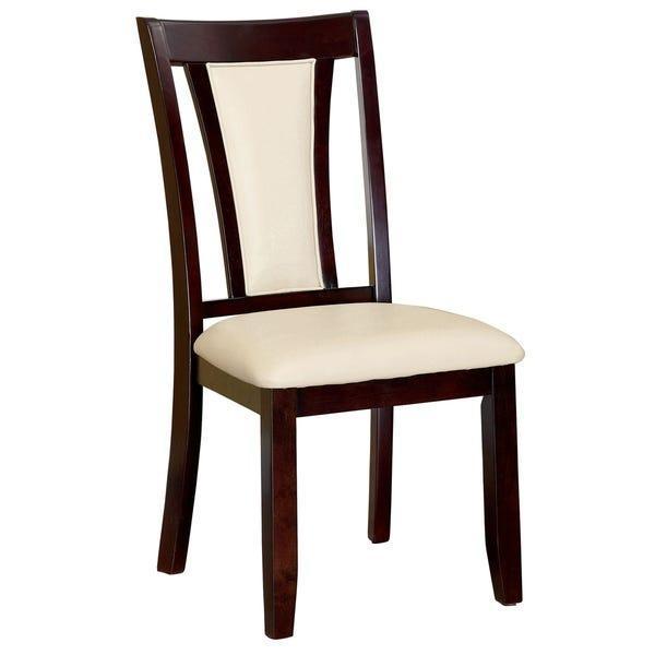 Natalie Contemporary Side Chairs in Dark Cherry with Ivory Upholstery Set of 2
